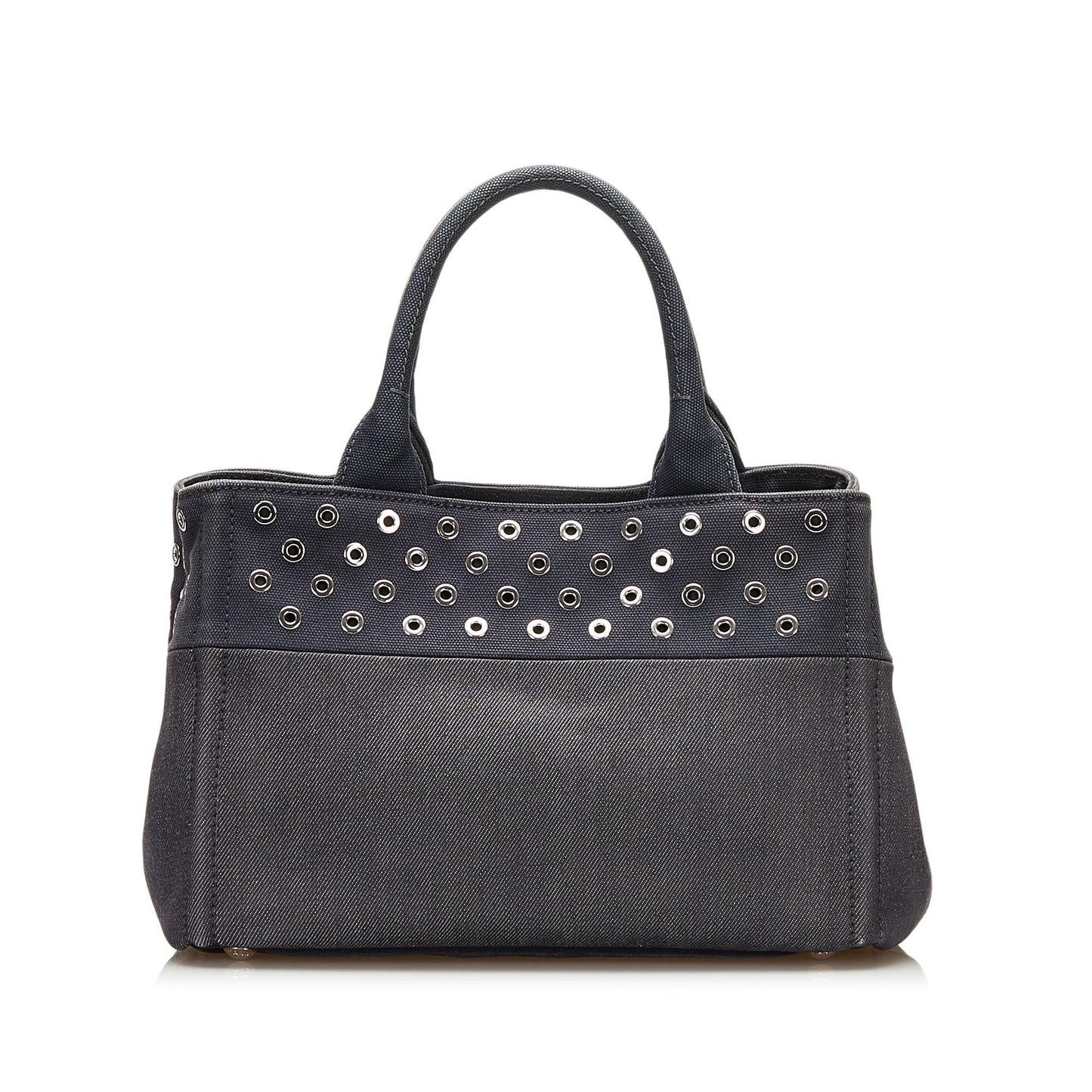 Prada Studded Canapa Satchel (SHG-35717)