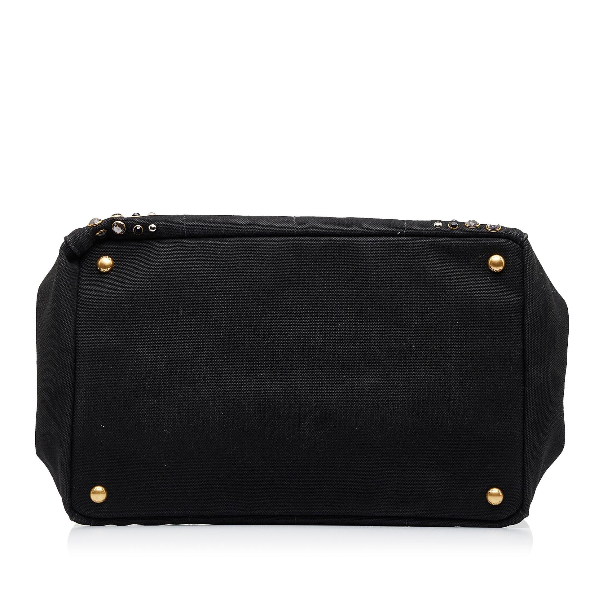 Prada Studded Canapa Tote Bag  
