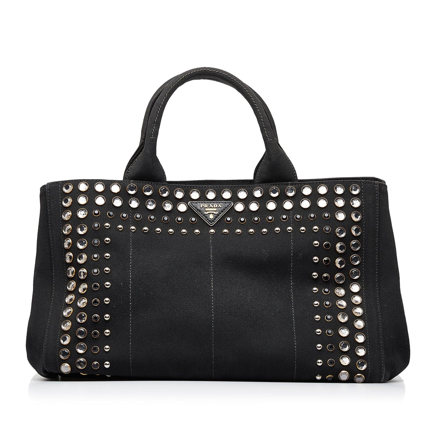 Prada Studded Canapa Tote Bag  