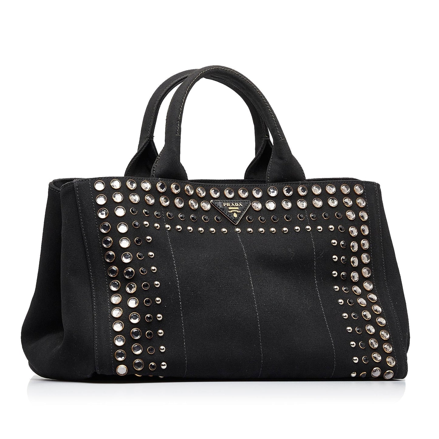 Prada Studded Canapa Tote Bag  