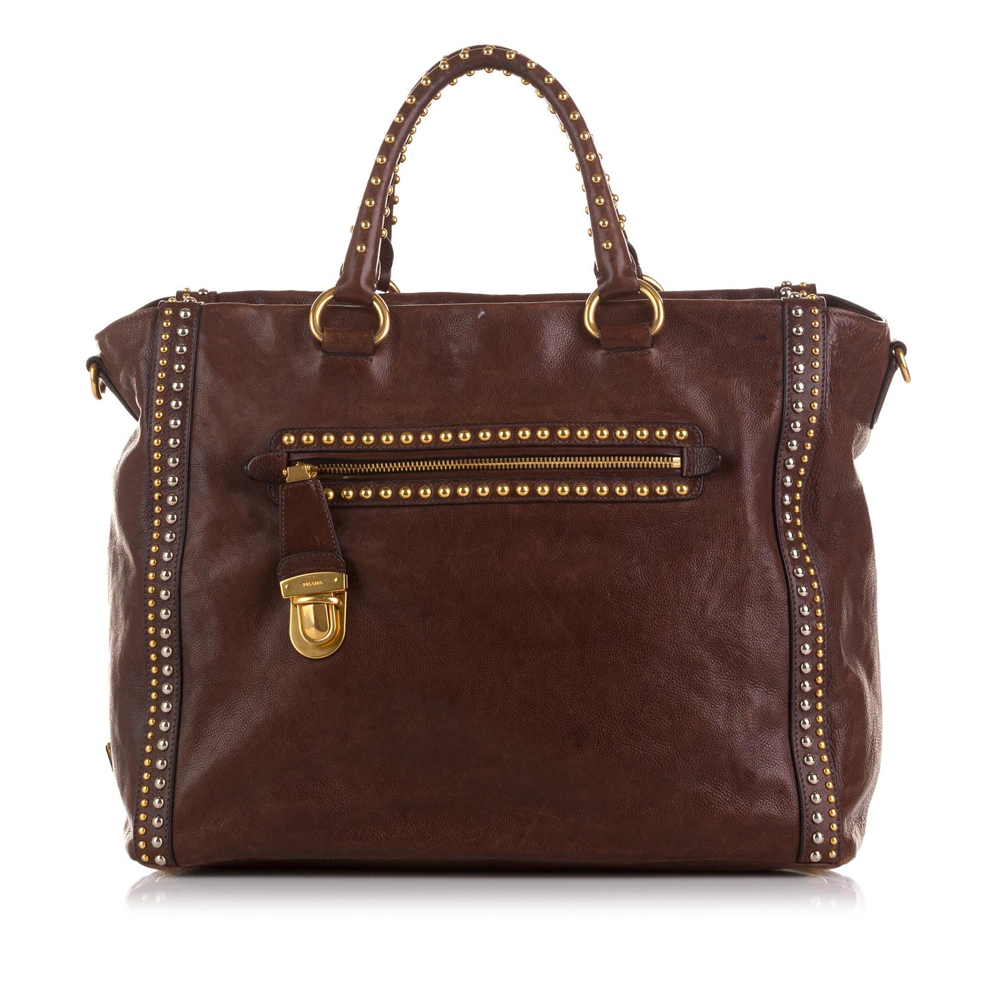 Prada Studded Craquelle Satchel (SHG-rlvrQI)