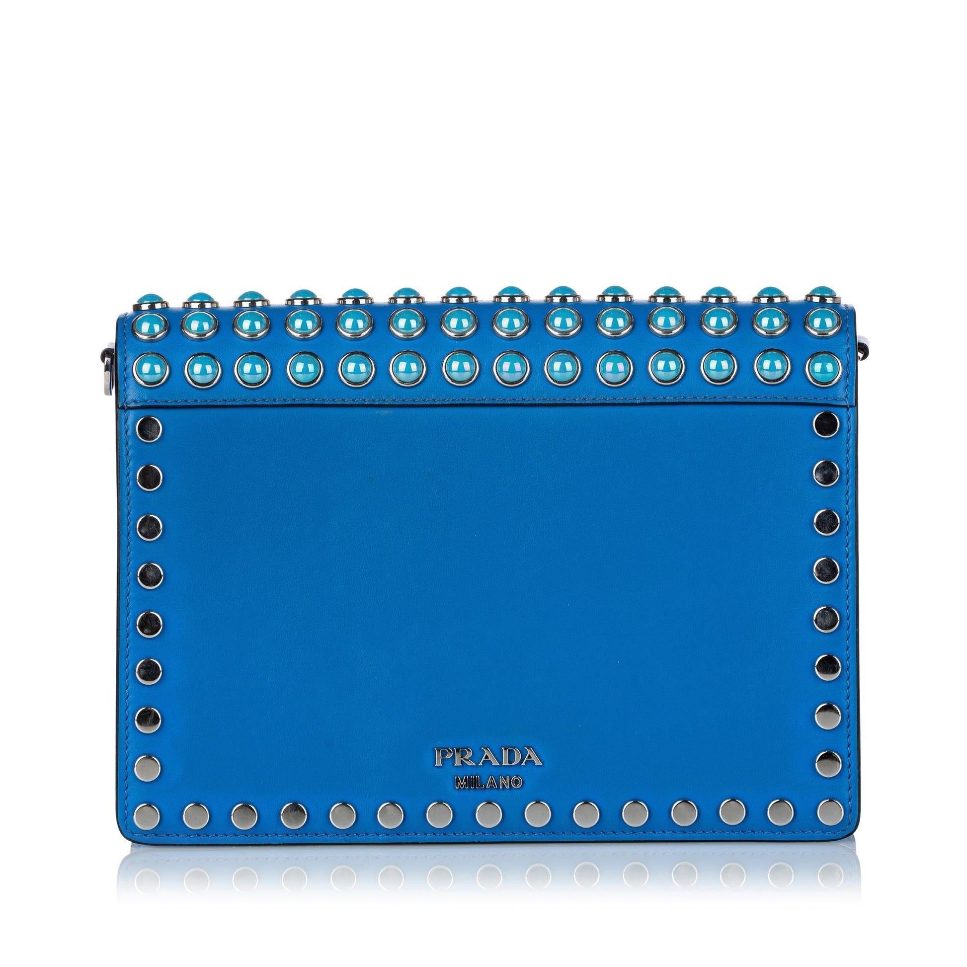 Prada Studded Elektra Leather Crossbody Bag (SHG-29249)