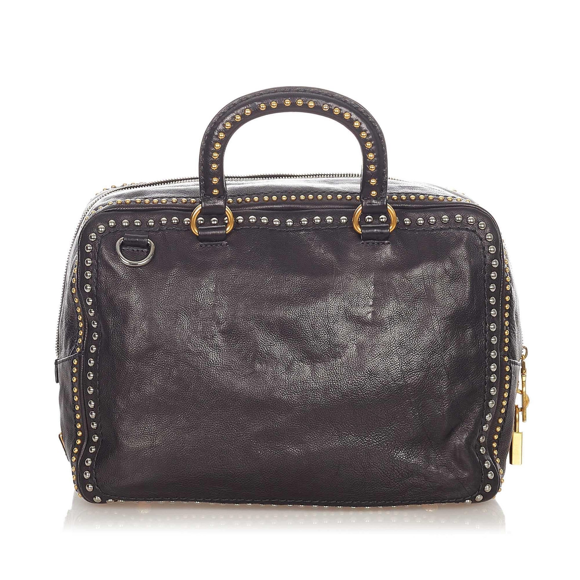 Prada Studded Leather Satchel (SHG-21594)
