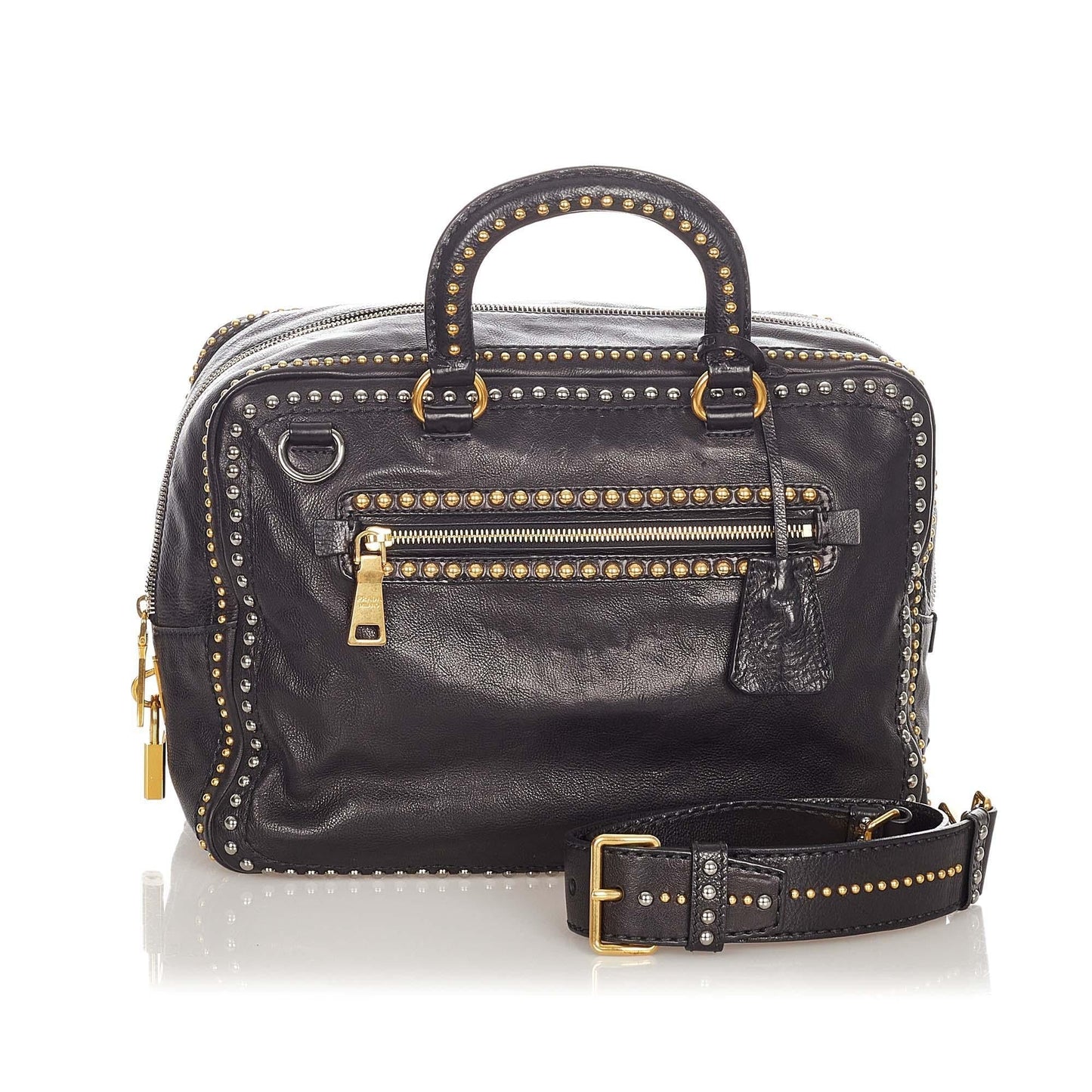 Prada Studded Leather Satchel (SHG-21594)