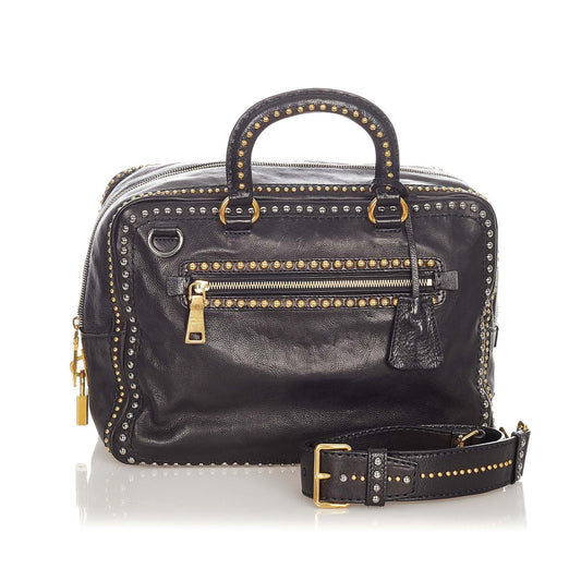Prada Studded Leather Satchel (SHG-37357)