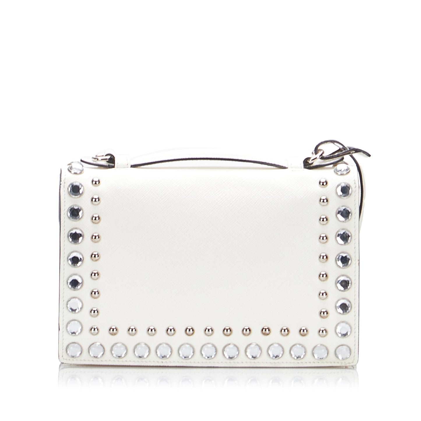 Prada Studded Saffiano Sound Lock Satchel (SHG-LanVCe)