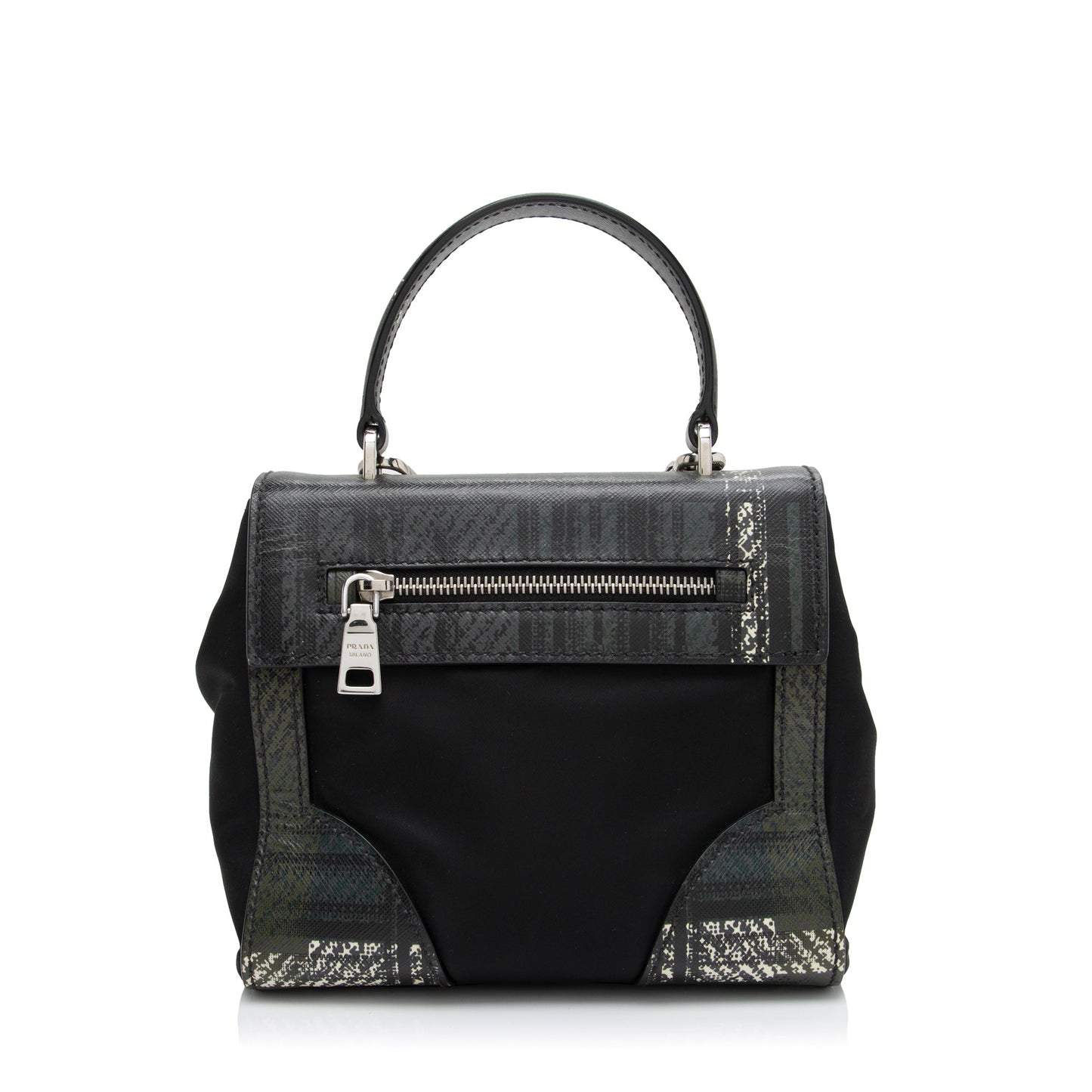 Prada Tartan Saffiano Tessuto Mini Satchel (SHF-RCtTdy)