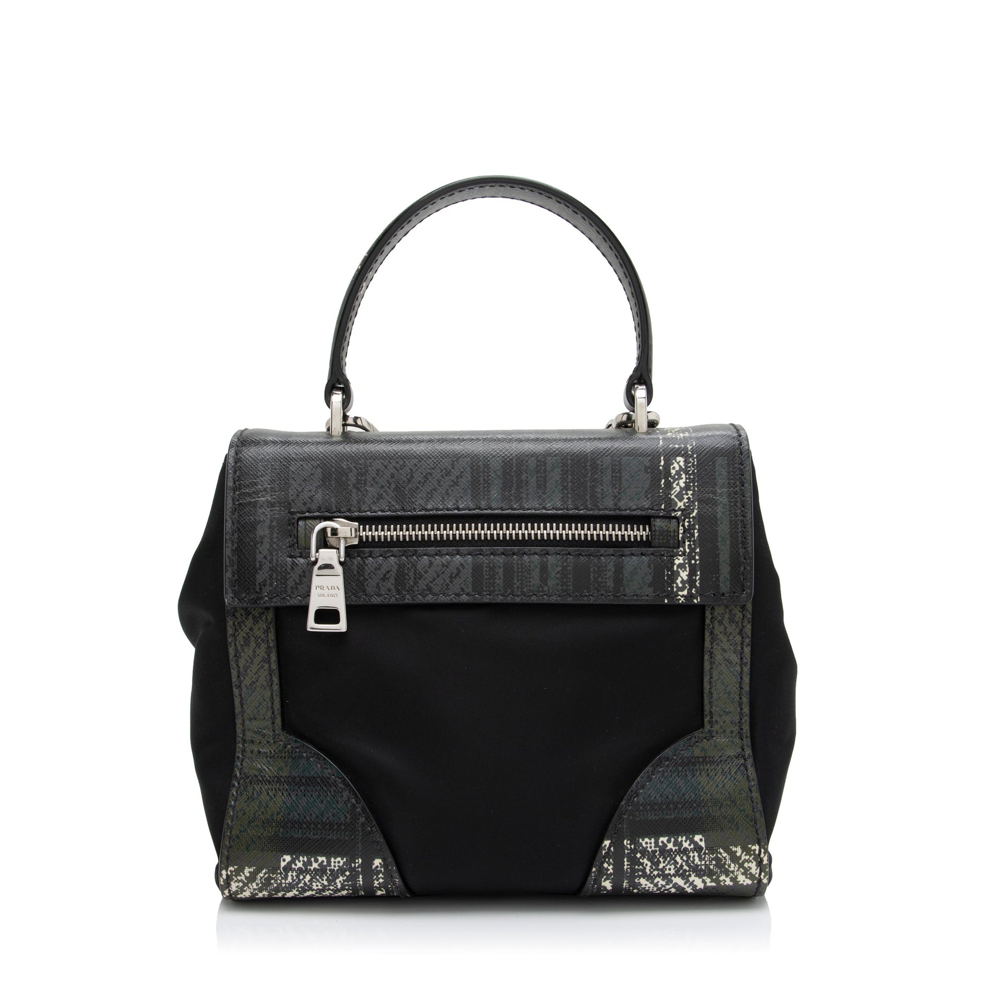 Prada Tartan Saffiano Tessuto Mini Satchel (SHF-RCtTdy)