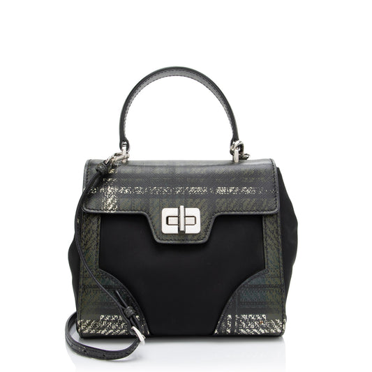 Prada Tartan Saffiano Tessuto Mini Satchel (SHF-RCtTdy)