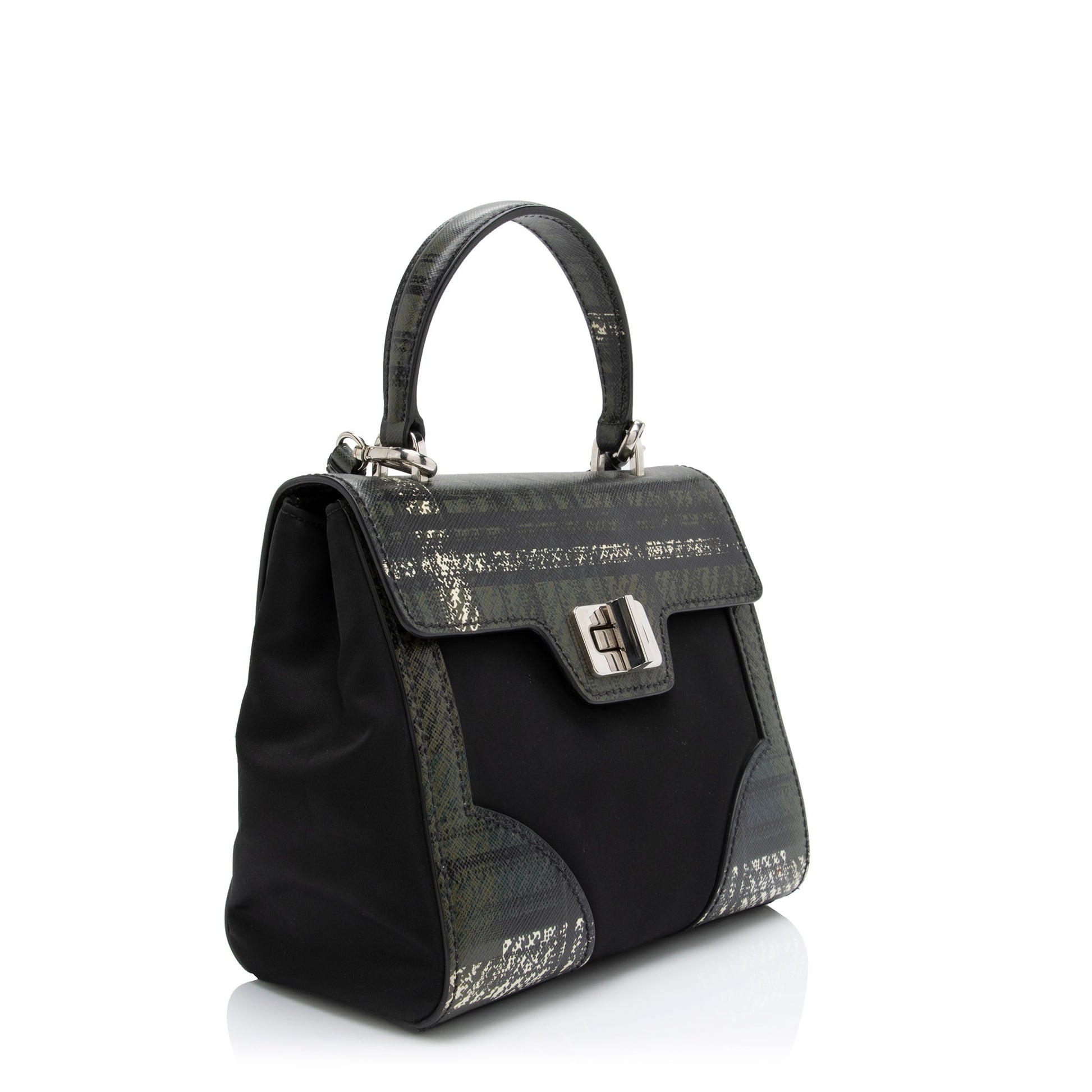 Prada Tartan Saffiano Tessuto Mini Satchel (SHF-RCtTdy)