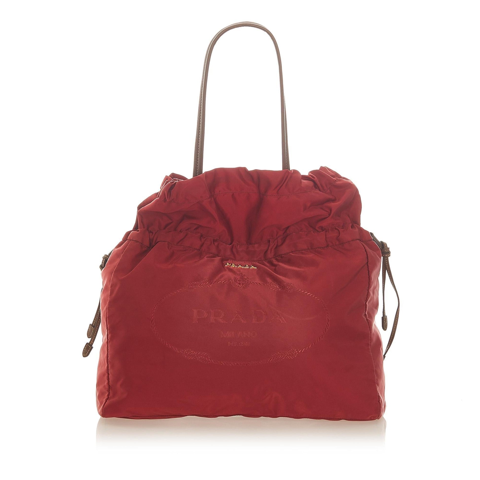 Prada Tessuto Drawstring Shopper Tote Bag  