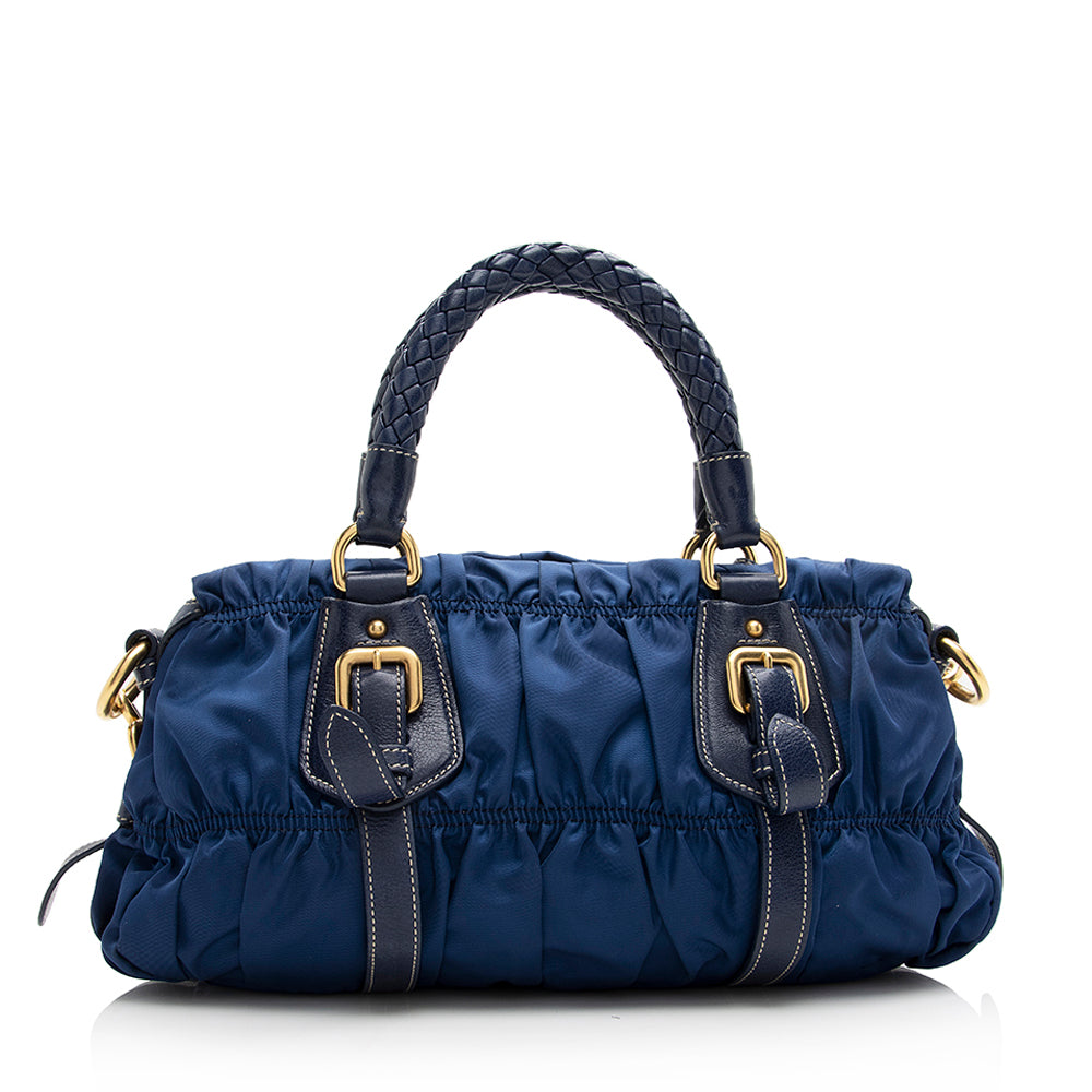Prada Tessuto Gaufre Braided Handle Satchel (SHF-21467)