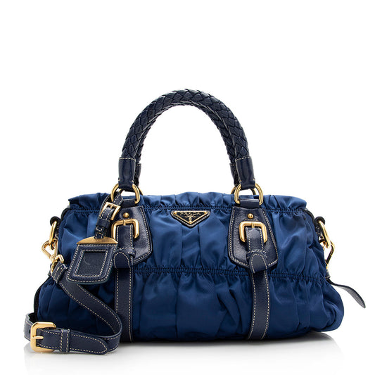 Prada Tessuto Gaufre Braided Handle Satchel (SHF-21467)