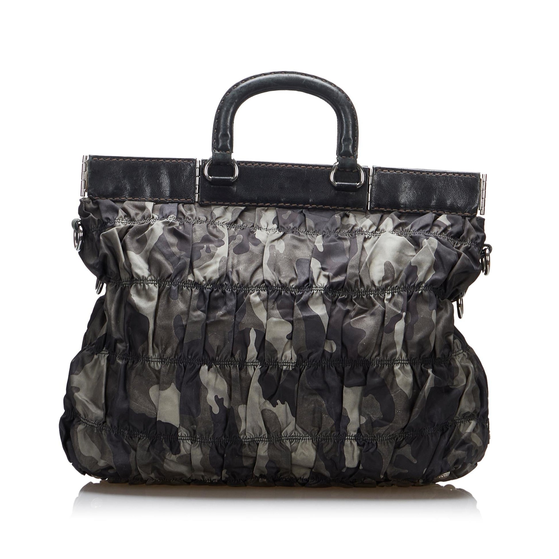 Prada Tessuto Gaufre Camouflage Business Bag (SHG-WuXMhK)