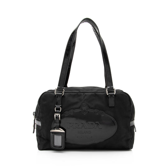 Prada Tessuto Logo Bauletto Satchel (SHF-23040)