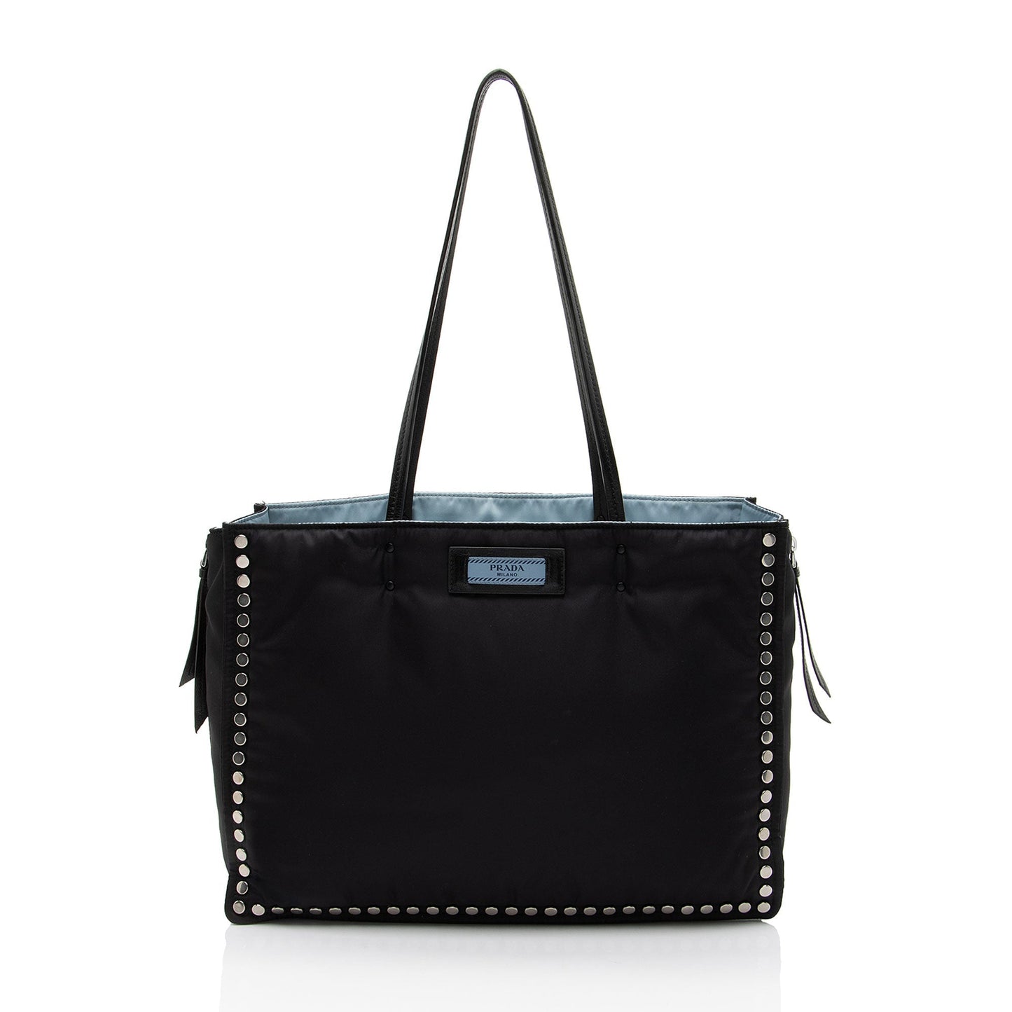 Prada Tessuto Studded Etiquette Large Tote