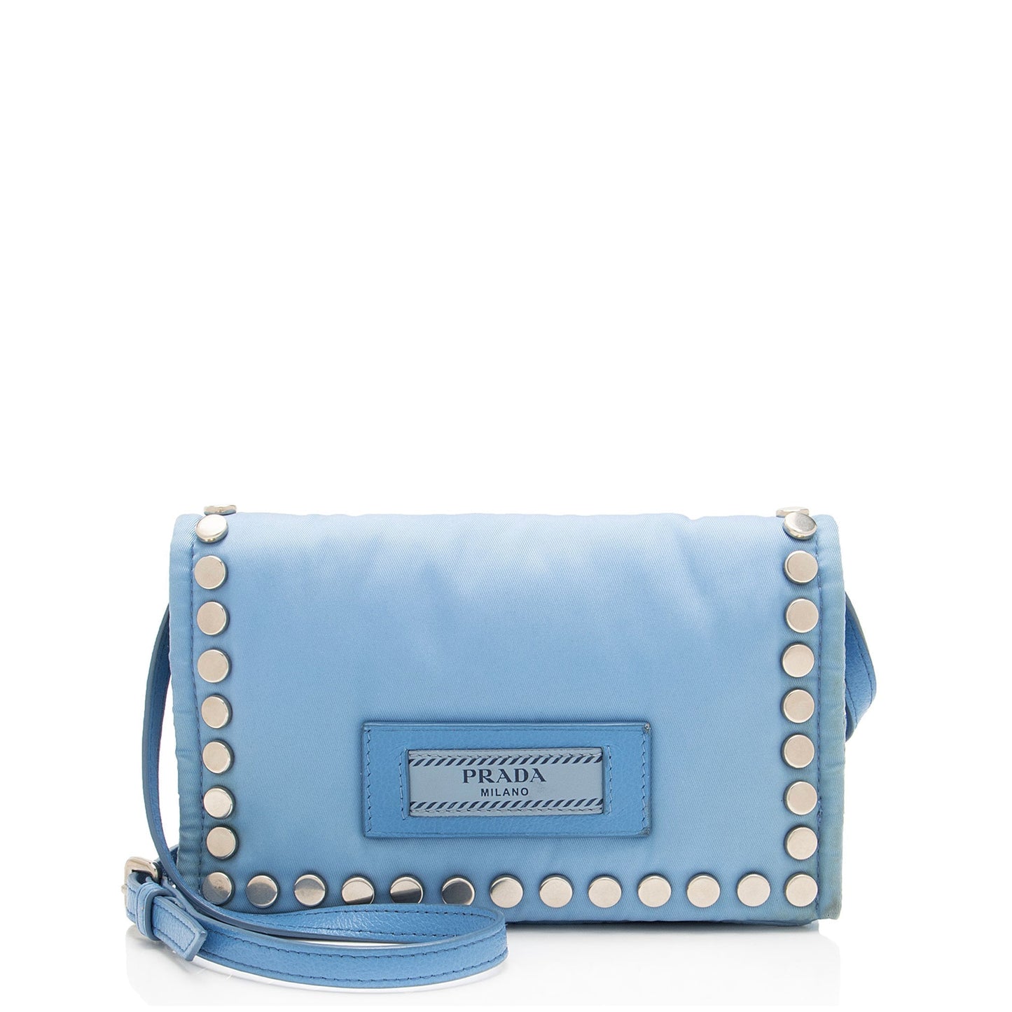 Prada Tessuto Studded Etiquette Mini Crossbody