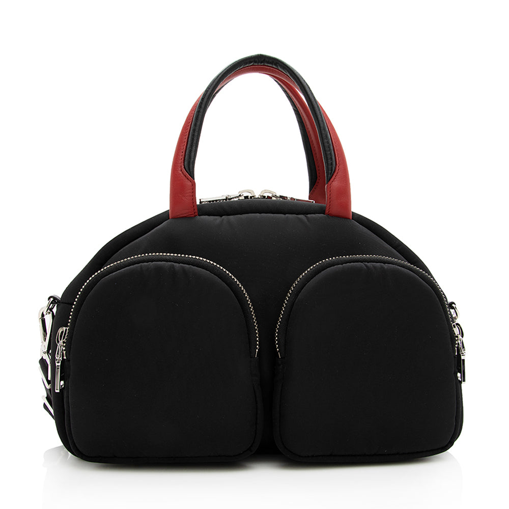 Prada Tessuto Triangle Double Pocket Bowling Bag (SHF-19426)