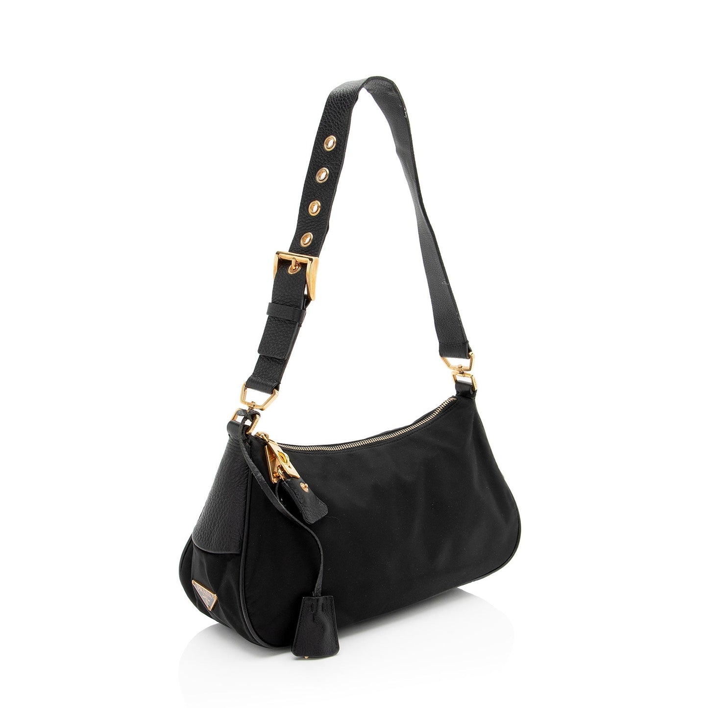 Prada Tessuto Vitello Daino Zip Lock Shoulder Bag