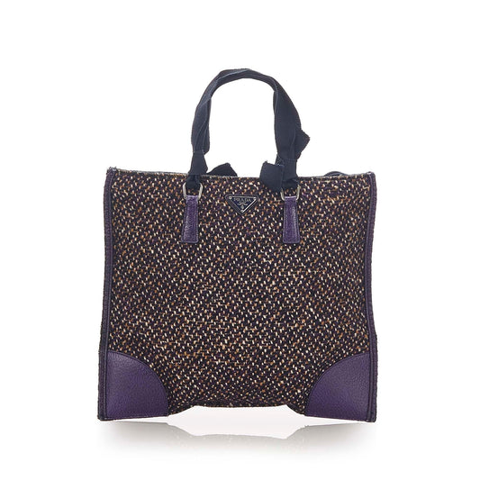 Prada Tweed Tote Bag  