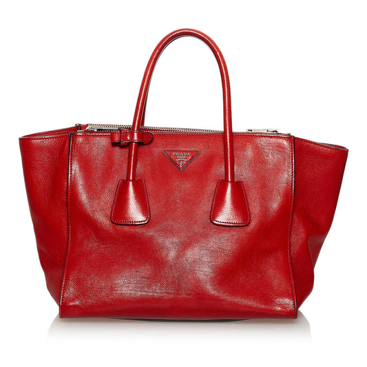 Prada Twin Pocket Leather Tote Bag (SHG-30736)
