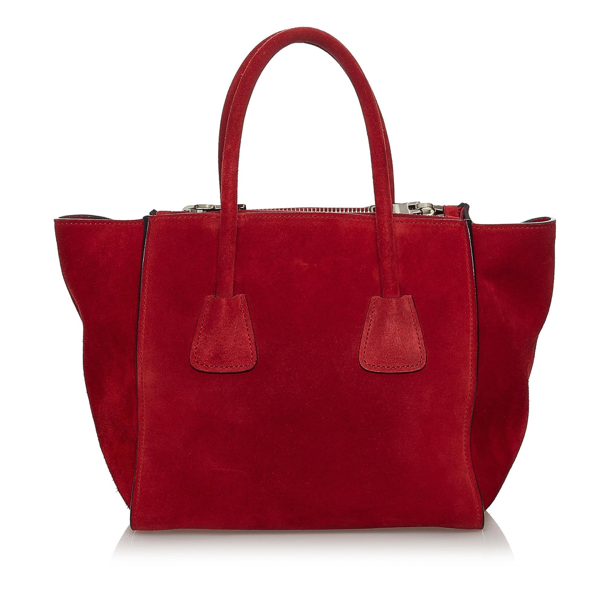 Prada Twin Pocket Suede Tote Bag (SHG-30984)