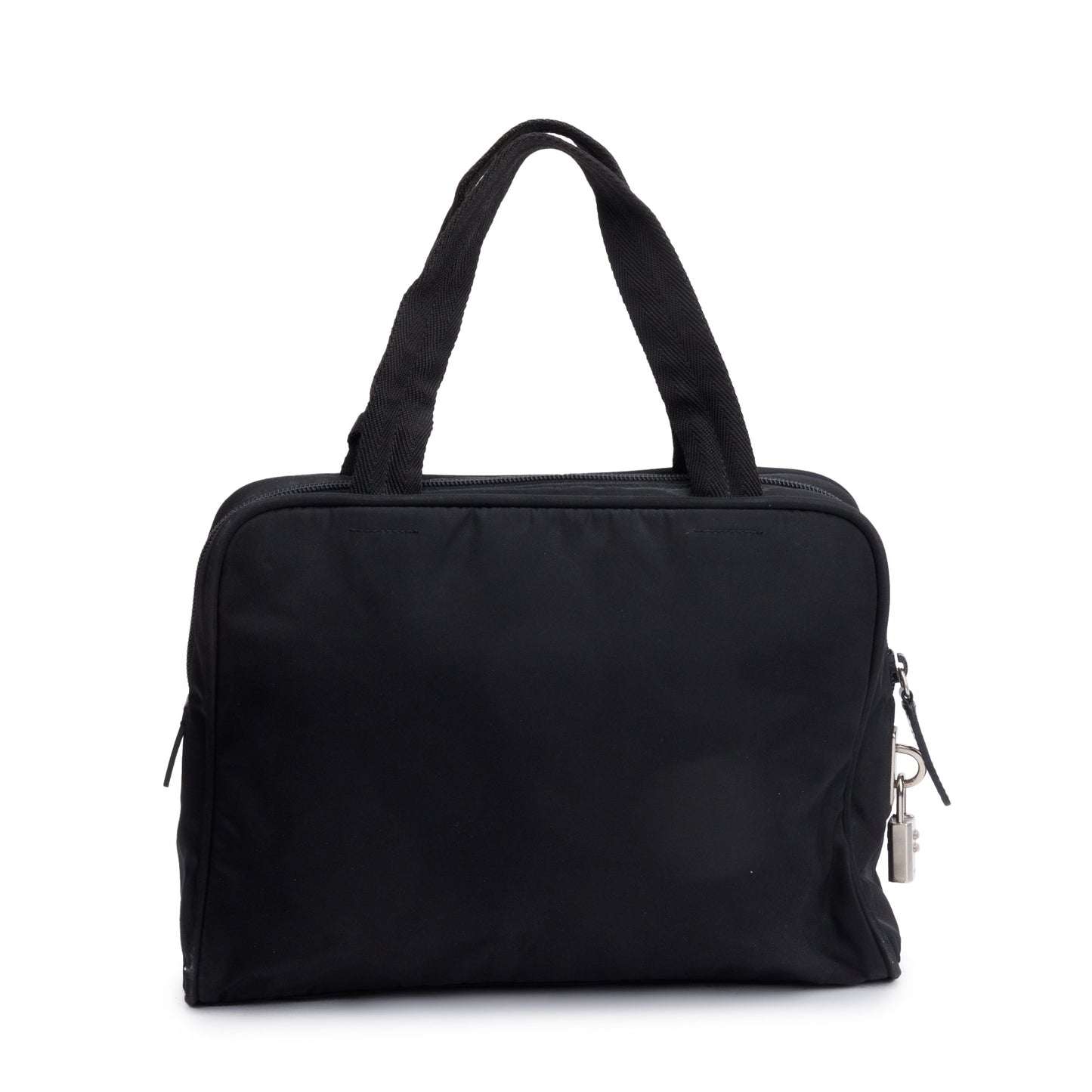 Prada Black Leather-Trimmed Tessuto Nylon Shoulder Bag