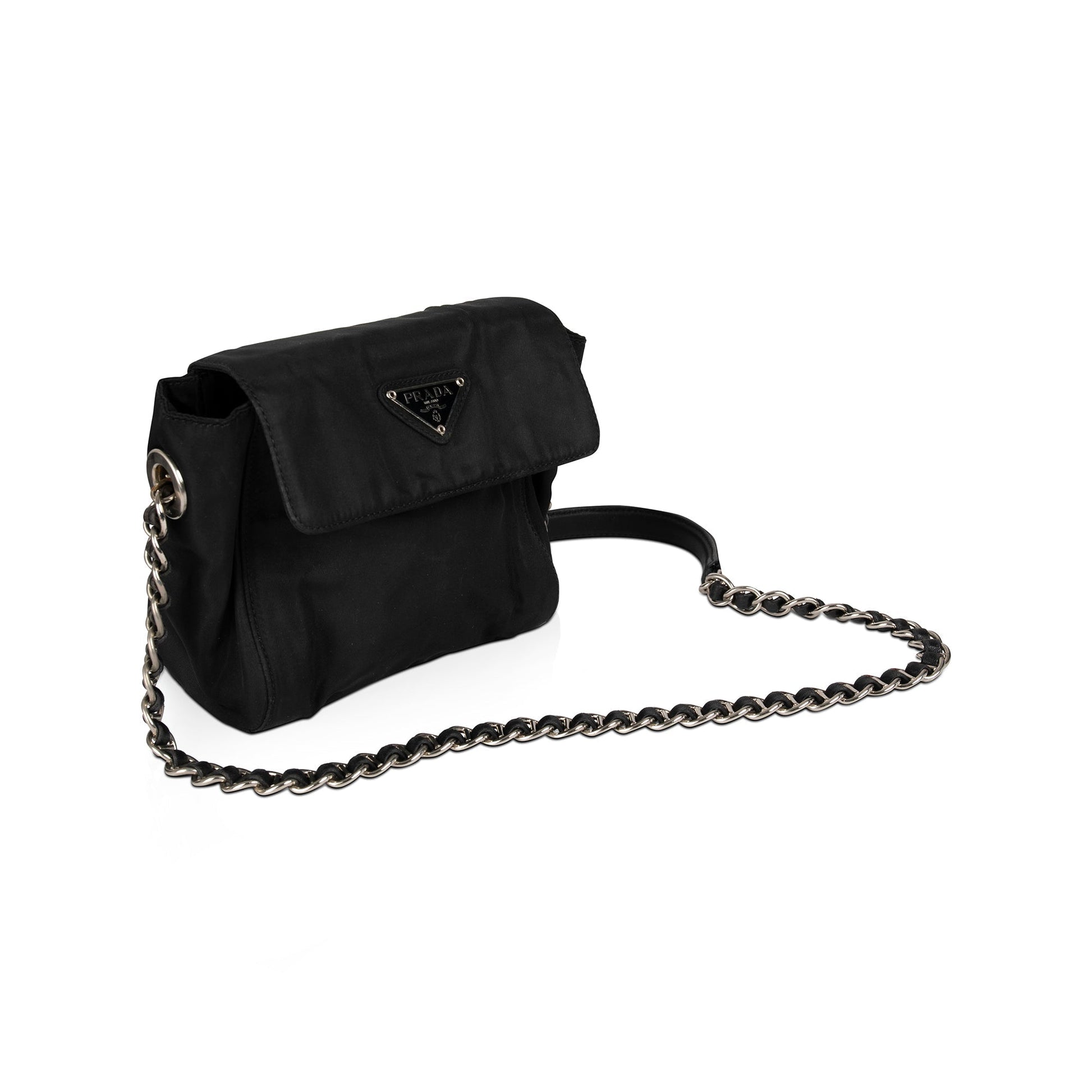 Prada Tessuto Nylon Chain Crossbody Bag