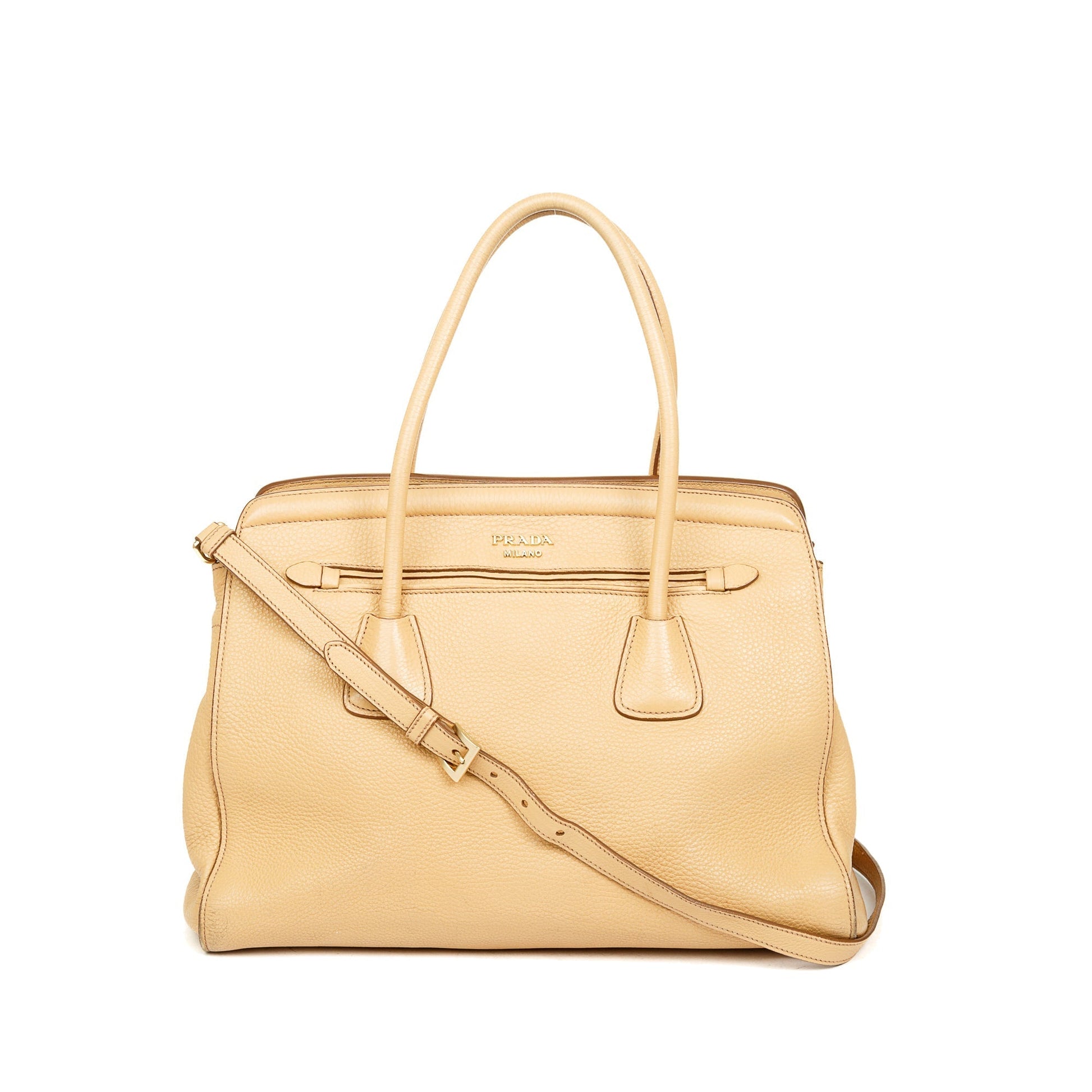 Prada Vitello Daino Cuir Frame Convertible Tote