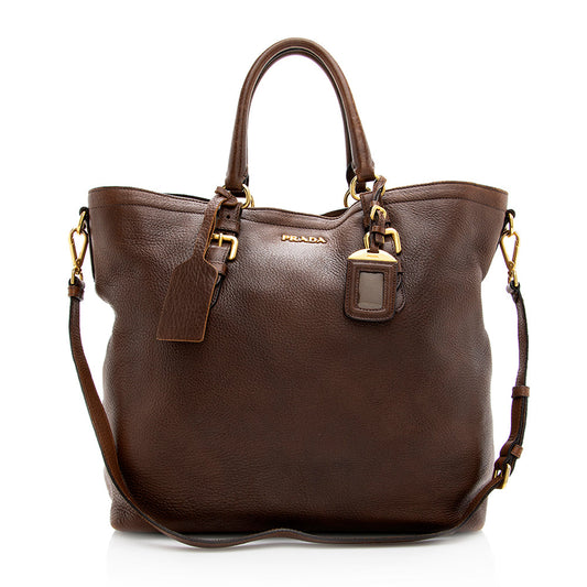 Prada Vitello Daino Leather Tote (SHF-19255)