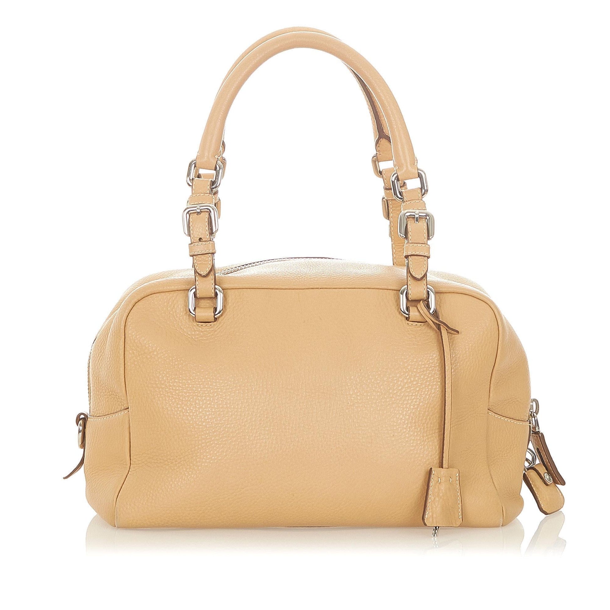 Prada Vitello Daino Logo Handbag (SHG-31669)