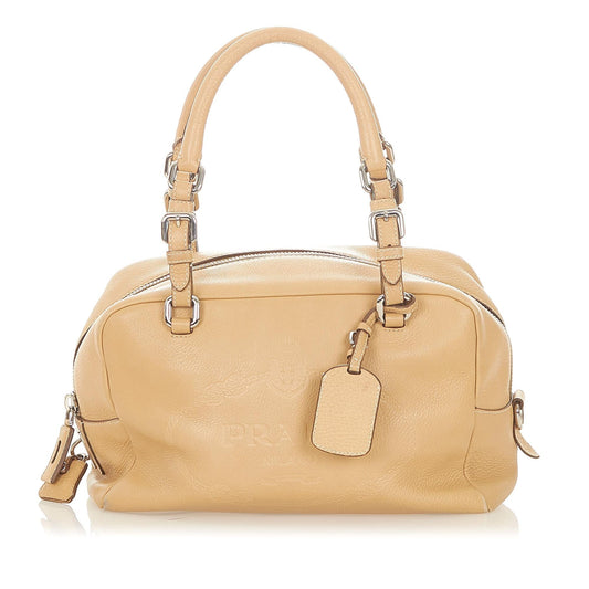 Prada Vitello Daino Logo Handbag (SHG-31669)
