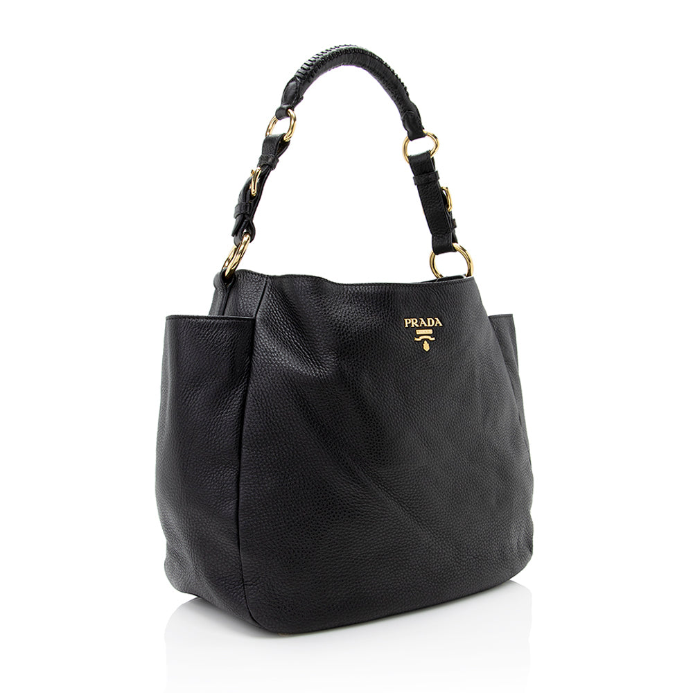 Prada Vitello Daino Side Pocket Hobo (SHF-21901)