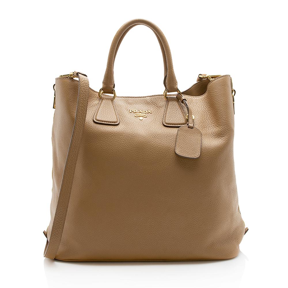 Prada Vitello Daino Side Zip Tote  