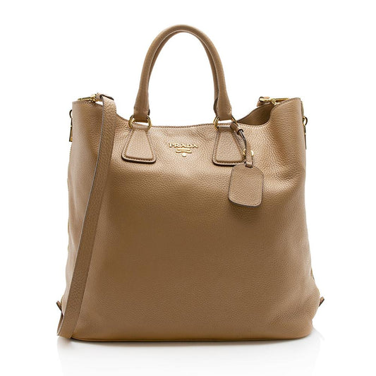 Prada Vitello Daino Side Zip Tote  