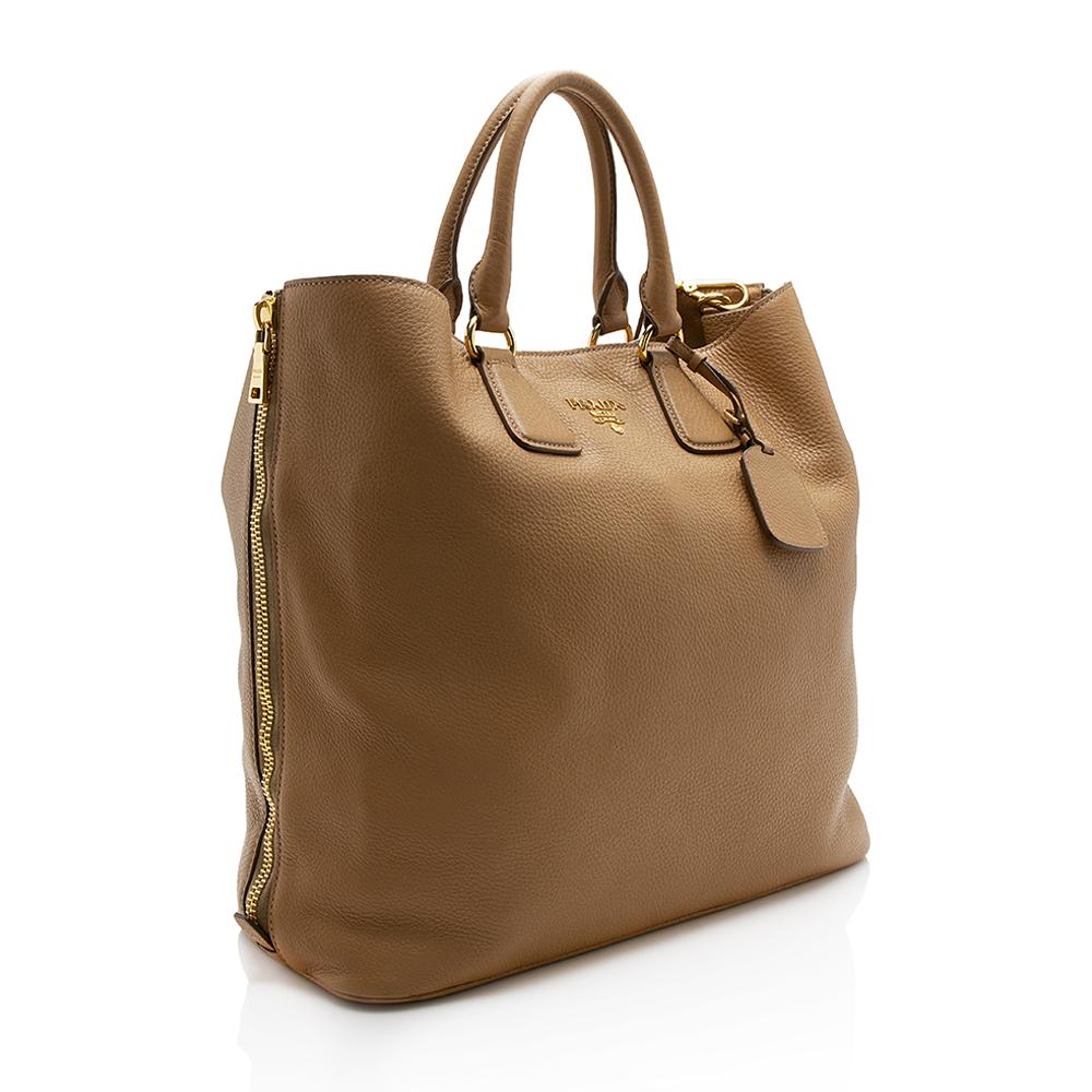 Prada Vitello Daino Side Zip Tote  