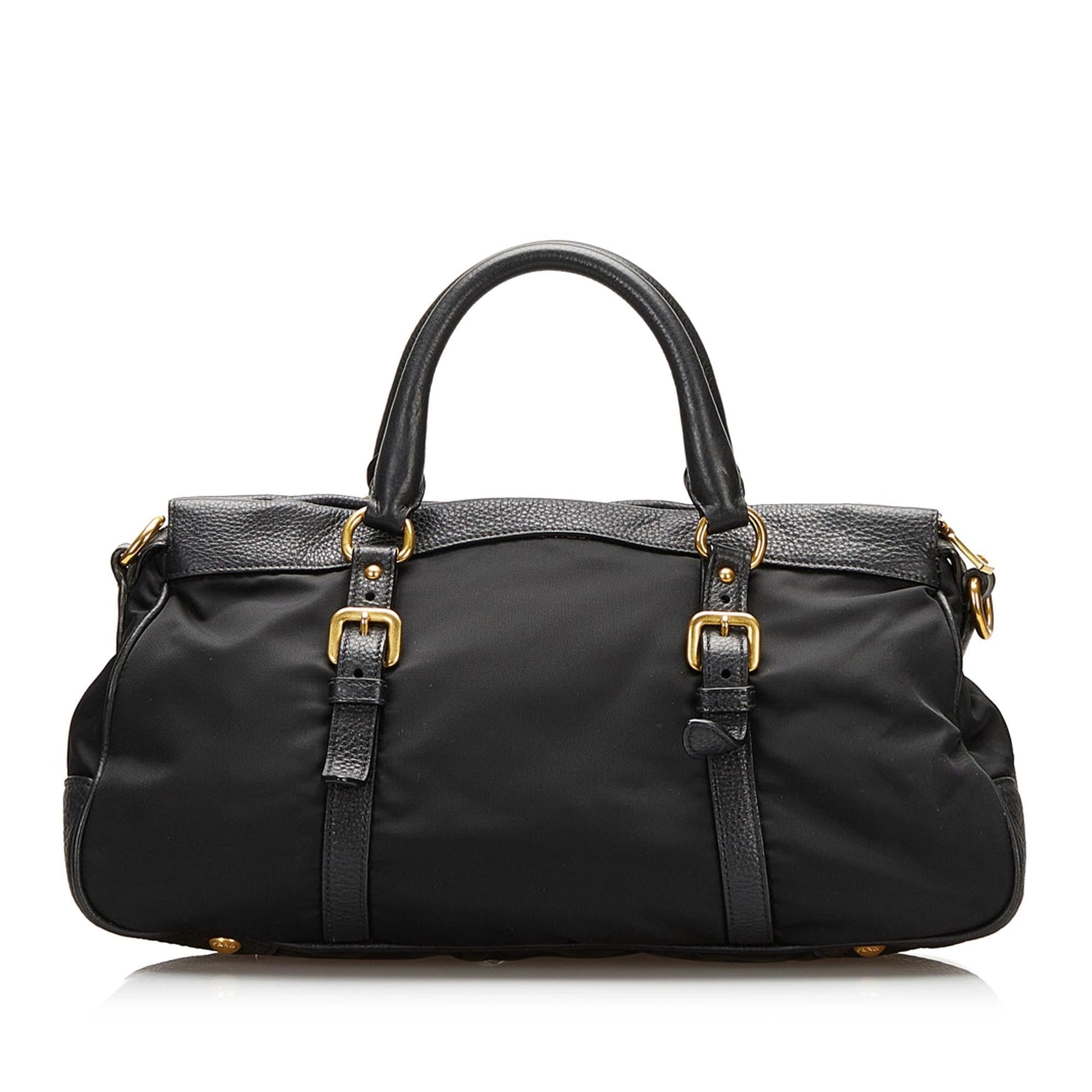 Prada Vitello Daino-Trimmed Tessuto Satchel (SHG-35509)