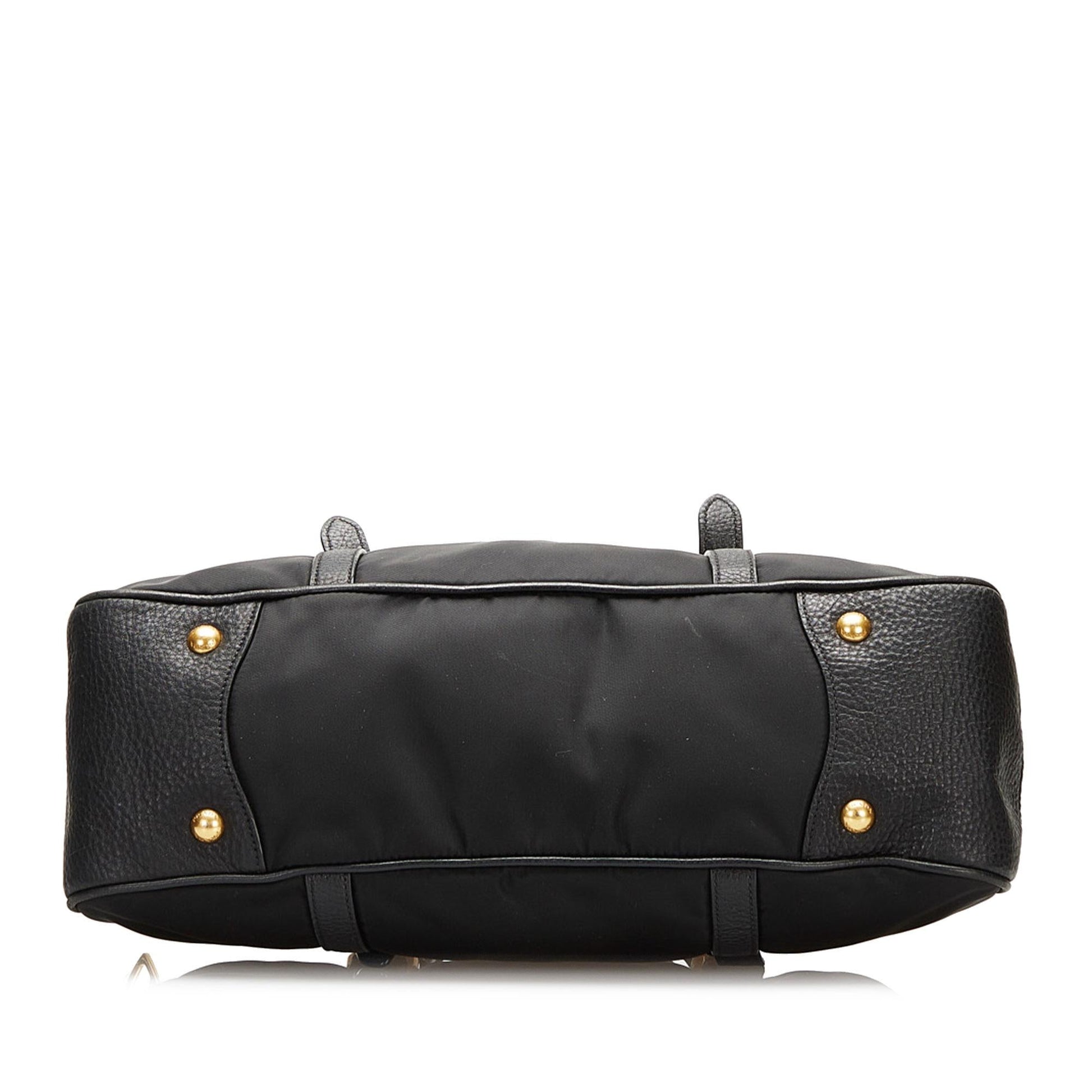 Prada Vitello Daino-Trimmed Tessuto Satchel (SHG-35509)