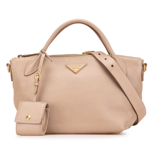 Prada Vitello Daino Zip Top Satchel