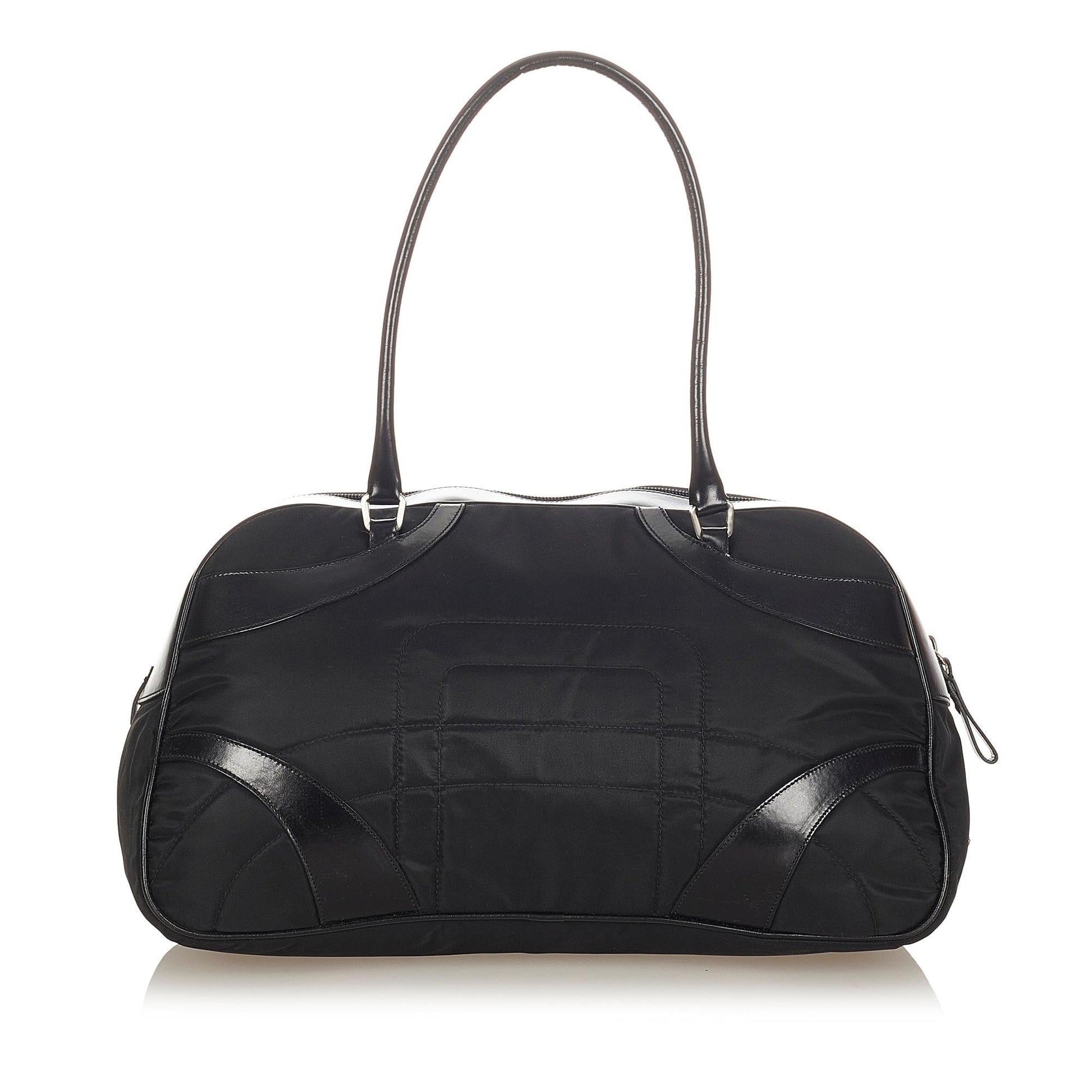 Prada Vitello Drive Nylon Bowler Bag (SHG-31757)