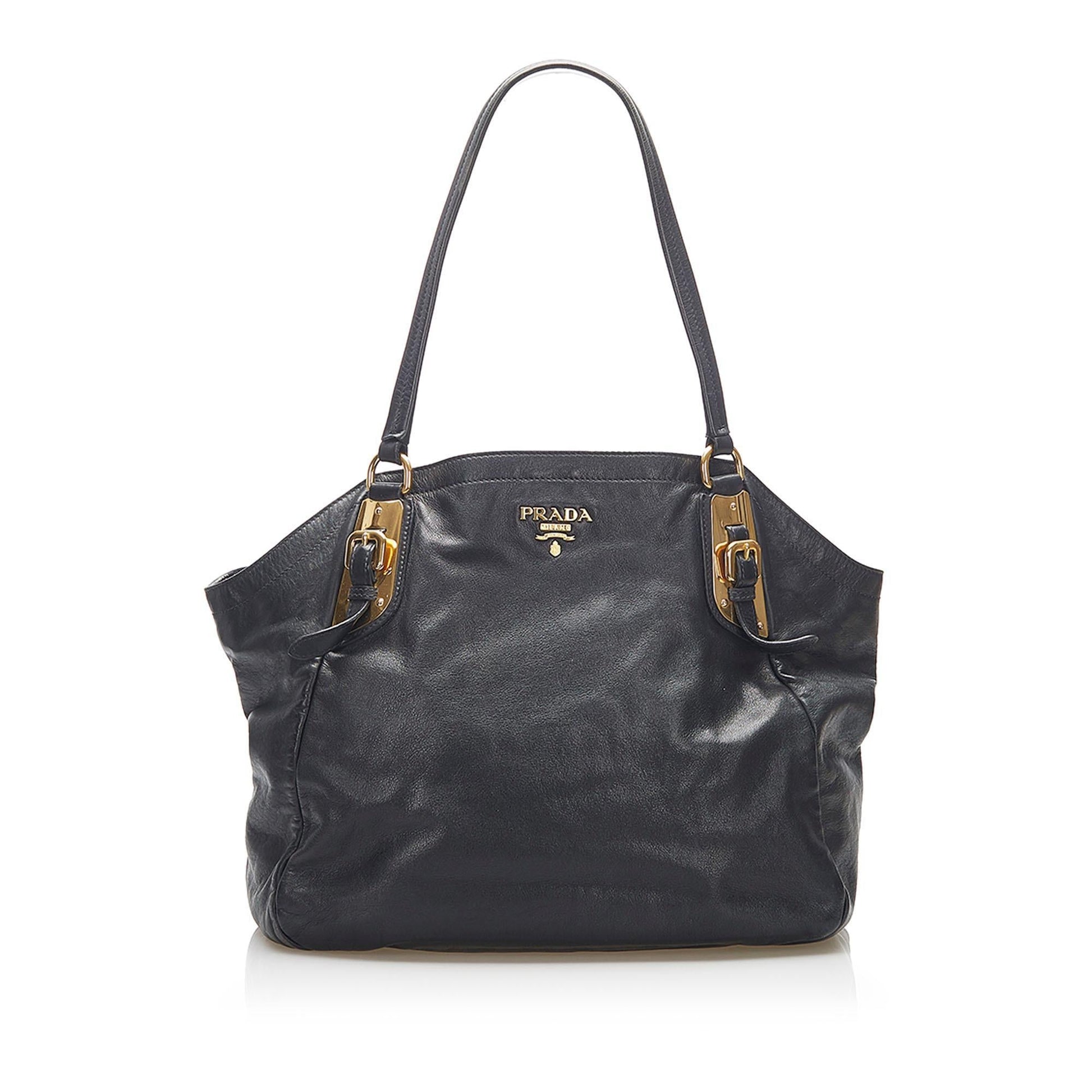 Prada Vitello Shine Leather Tote Bag  