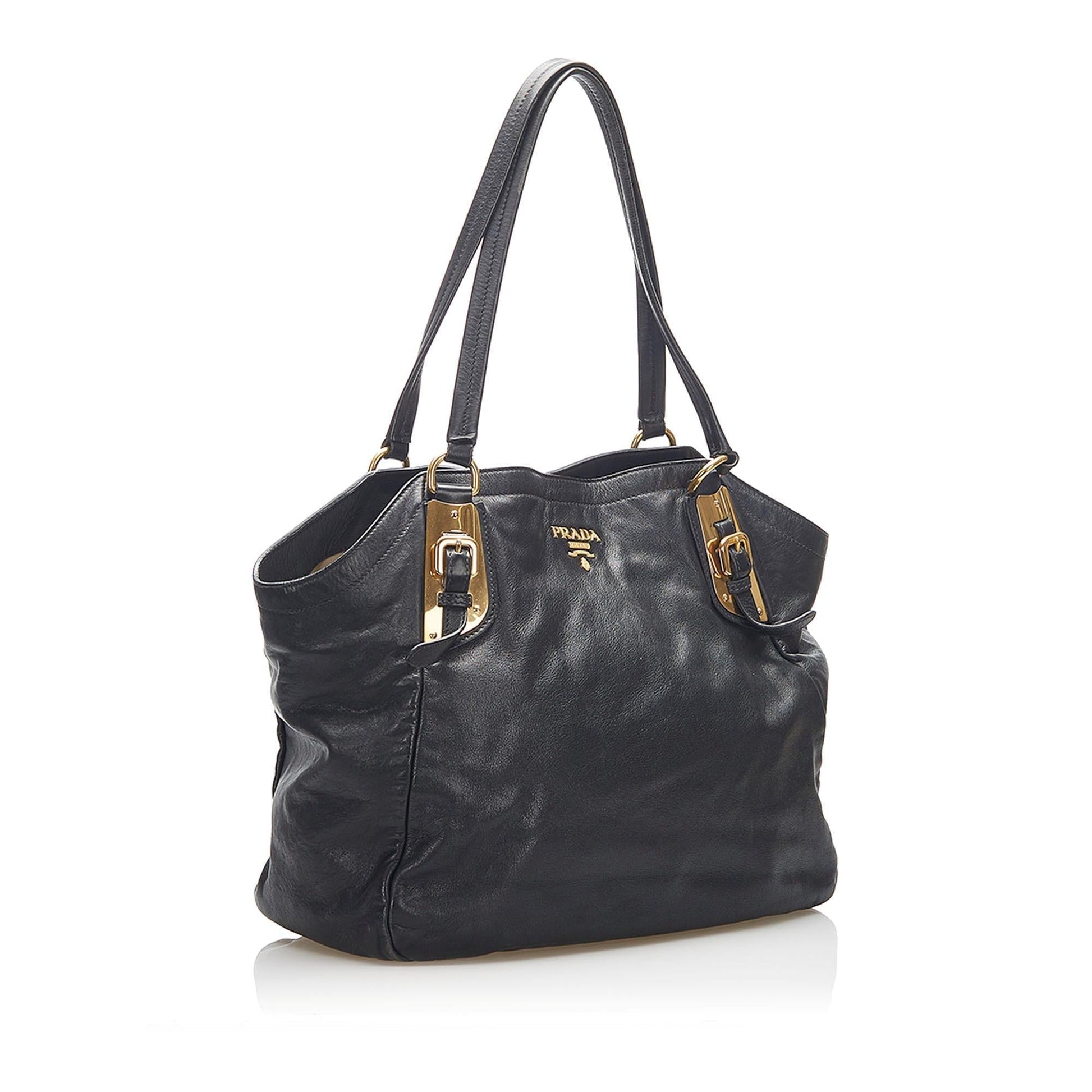 Prada Vitello Shine Leather Tote Bag  