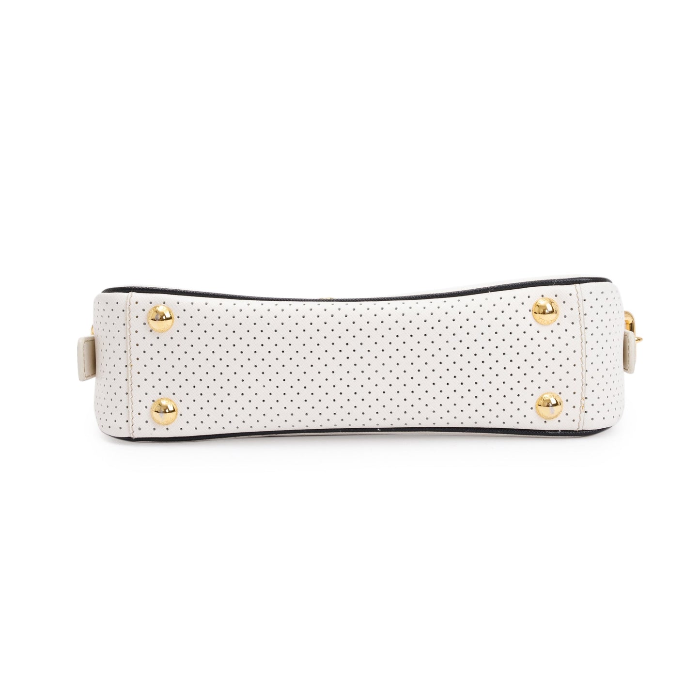 Prada White Perforated Saffiano Leather Fori Baguette Bag