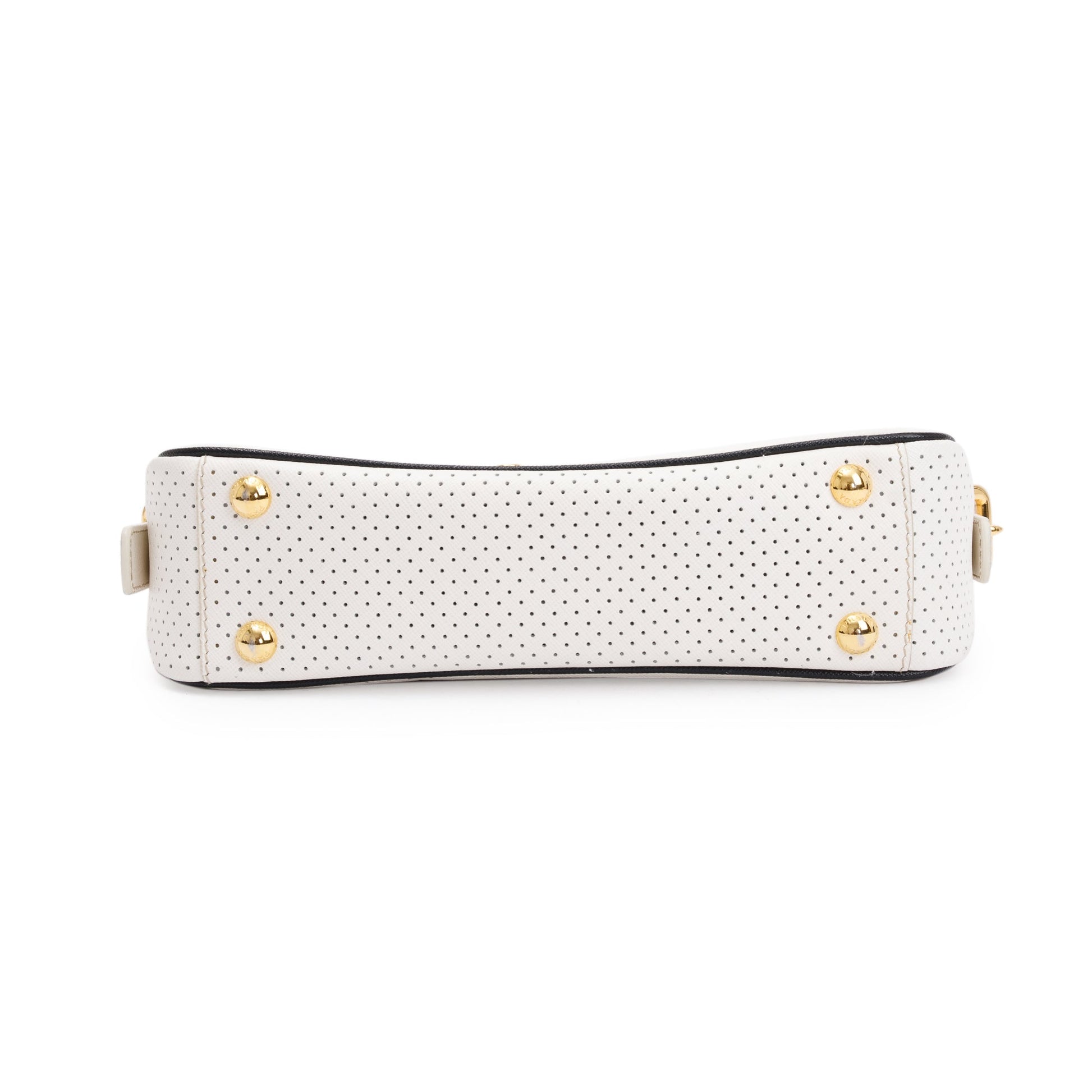 Prada White Perforated Saffiano Leather Fori Baguette Bag