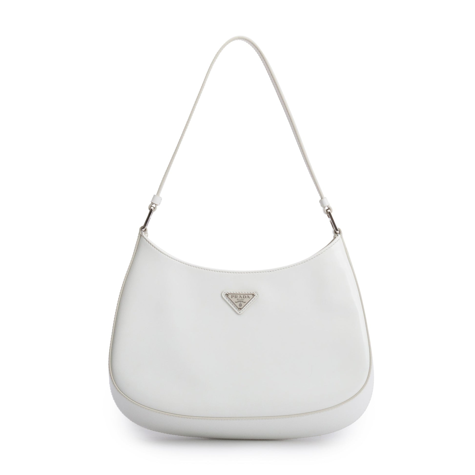 Prada White Spazzolato Leather Cleo Bag