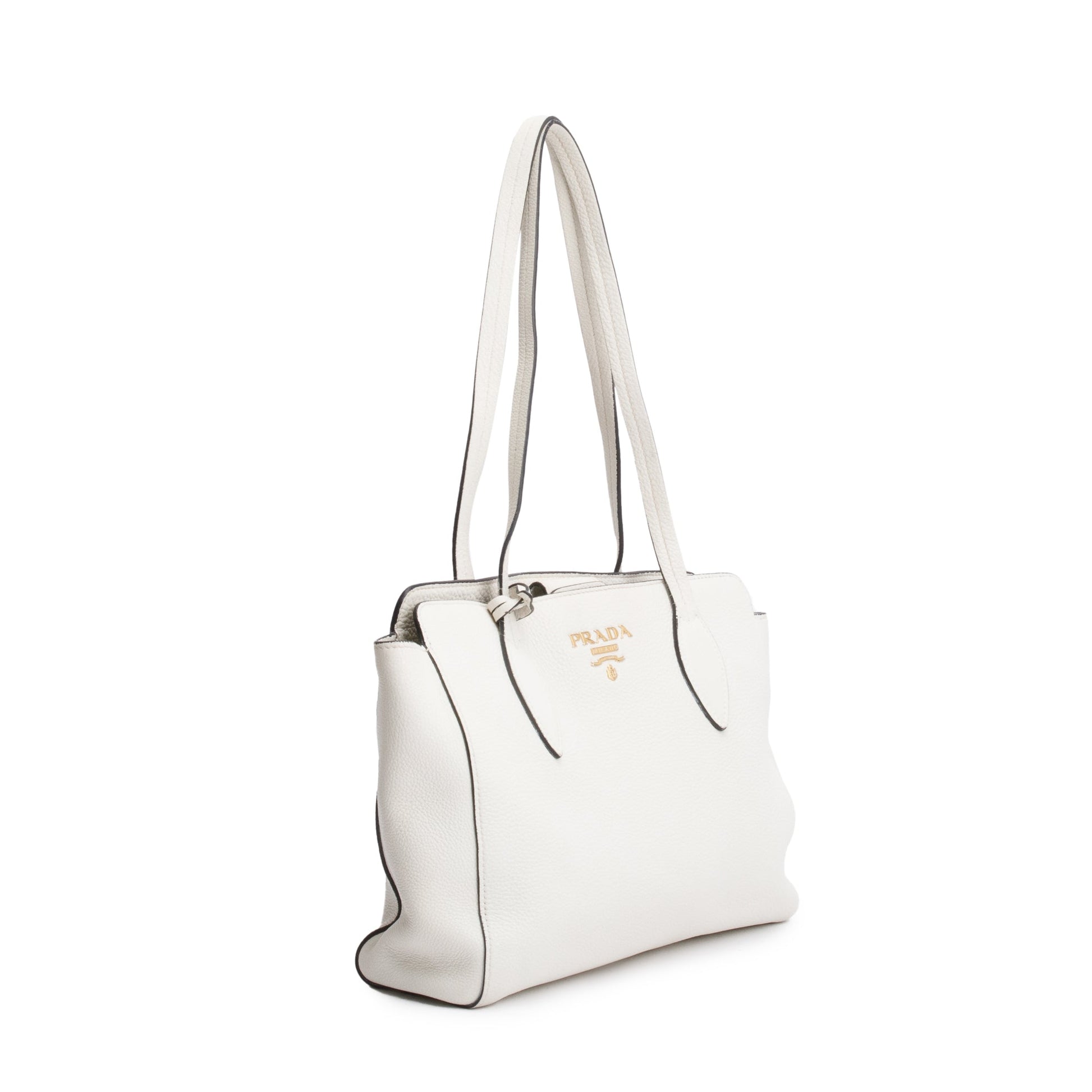 Prada White Vitello Phenix Shopping Tote