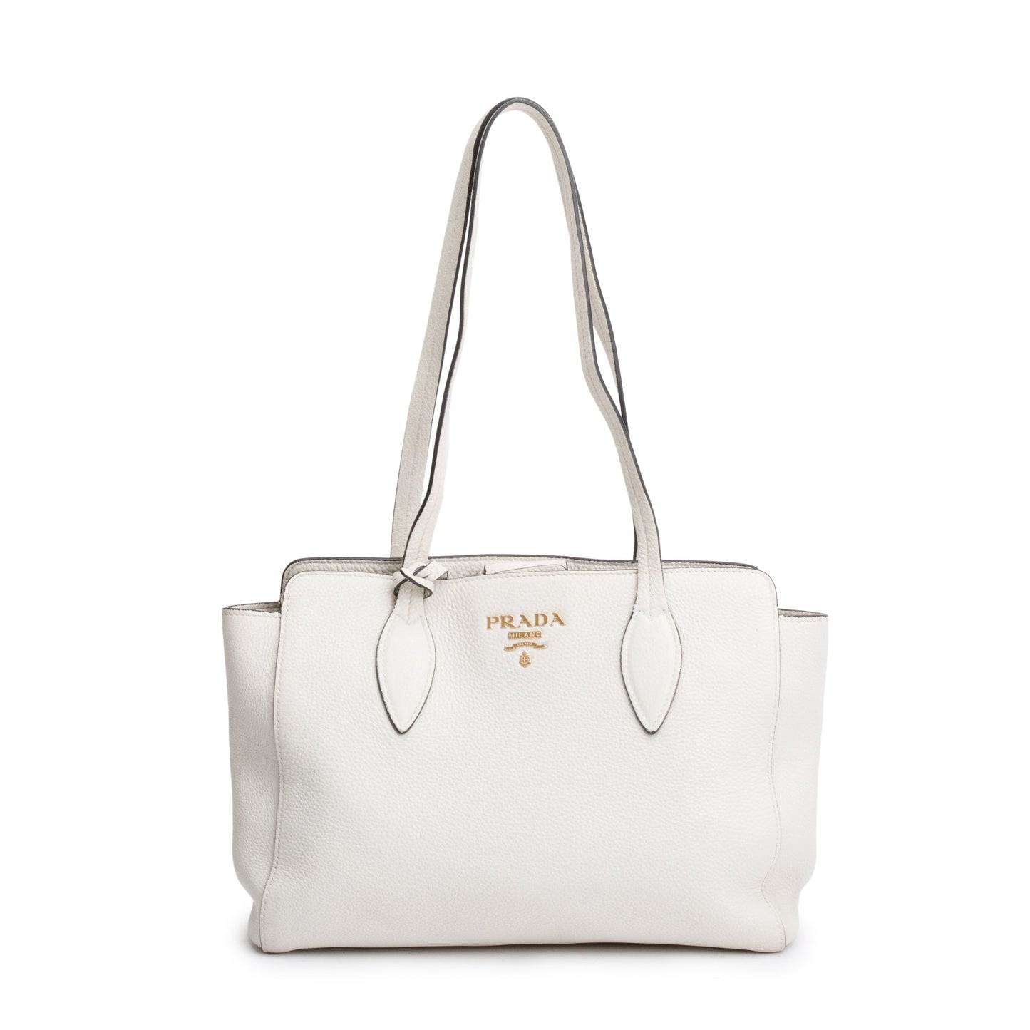 Prada White Vitello Phenix Shopping Tote