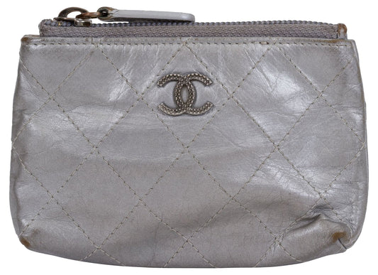 Chanel Silver Metallic Small Pochette