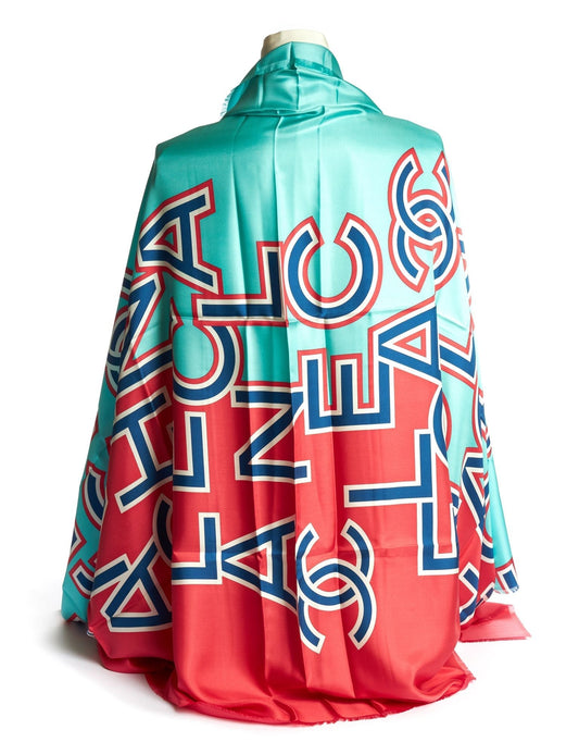 Chanel New Teal/Coral Oversize Shawl