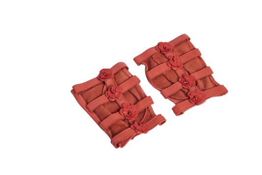 Chanel Rust Lamb Camellia Gloves